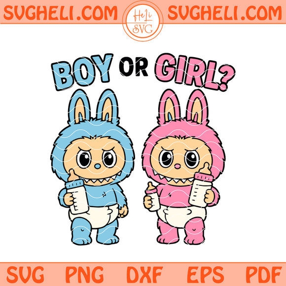 Labubu Baby Shower Svg Cute Labubu Boy Or Girl Svg Png Dxf Eps Files