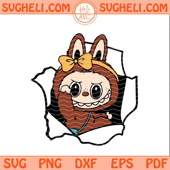 Labubu Breaking Through Svg Torn Hole Labubu Svg Labubu Svg Png Dxf Eps Files