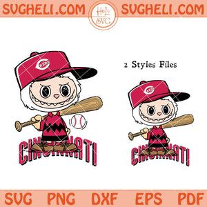 Labubu Charlie Brown Cincinnati Reds Baseball Svg Png Dxf Eps Files