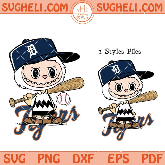 Labubu Charlie Brown Detroit Tigers Baseball Svg Png Dxf Eps Files