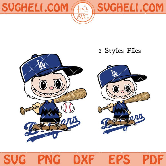 Labubu Charlie Brown Los Angeles Dodgers Baseball Svg Png Dxf Eps Files