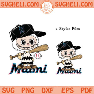 Labubu Charlie Brown Miami Marlins Baseball Svg Png Dxf Eps Files