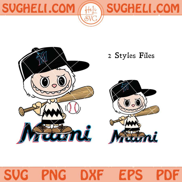 Labubu Charlie Brown Miami Marlins Baseball Svg Png Dxf Eps Files
