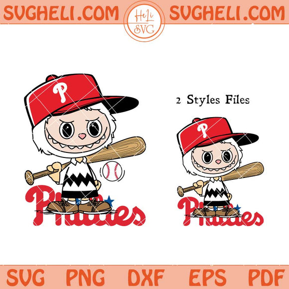 Labubu Charlie Brown Philadelphia Phillies Baseball Svg Png Dxf Eps Files