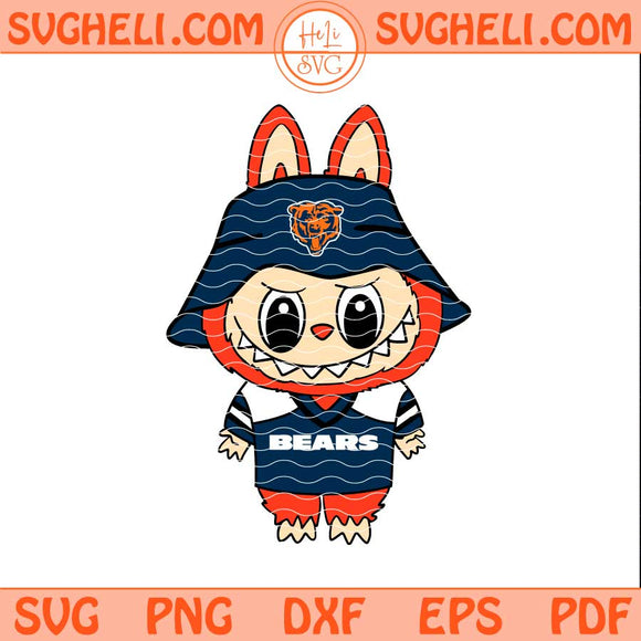 Labubu Chicago Bears Football Svg Labubu NFL Svg Png Dxf Eps Files