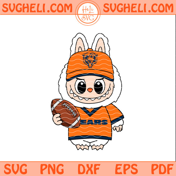Labubu Chicago Bears NFL Svg Labubu Bears NFL Svg Png Dxf Eps Pdf Files