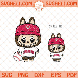 Labubu Cincinnati Reds Baseball Svg Labubu MLB Svg Png Dxf Eps Files