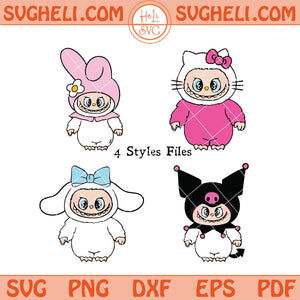 Labubu Clipart Kawaii Costumed Svg Hello Kitty Labubu Svg Png Dxf Eps Files