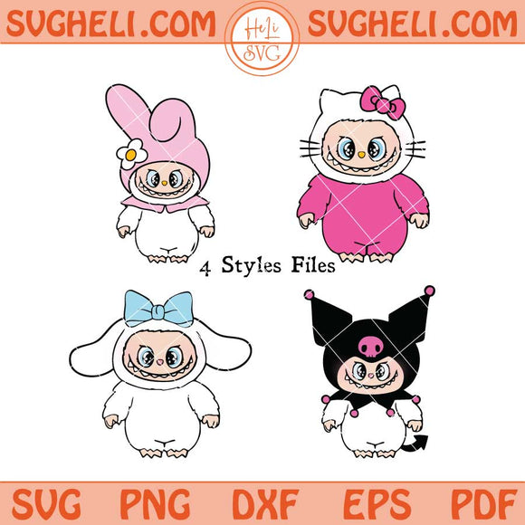 Labubu Clipart Kawaii Costumed Svg Hello Kitty Labubu Svg Png Dxf Eps Files