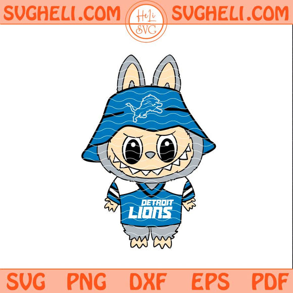 Labubu Detroit Lions Football Svg Labubu NFL Svg Png Dxf Eps Files