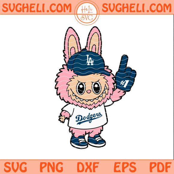 Labubu Dodgers Baseball Svg LA Baseball Pop Mart Monster Svg Png Dxf Eps Files