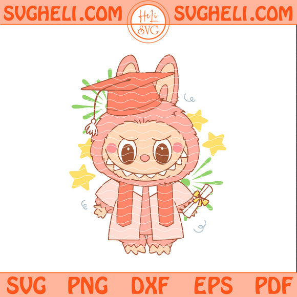 Labubu Graduation Svg Funny Labubu Graduation Cap Svg Png Dxf Eps Pdf Files