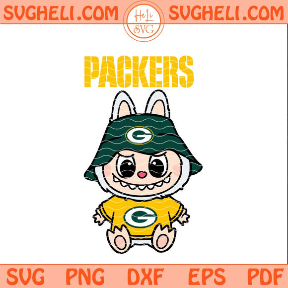 Labubu Green Bay Packers Football Svg Labubu Football Svg Png Dxf Eps Pdf Files