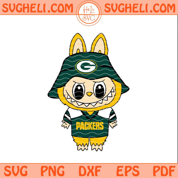 Labubu Green Bay Packers Football Svg Labubu NFL Svg Png Dxf Eps Files