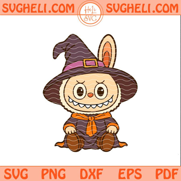 Labubu Halloween Bunny Svg Cute Witch Costume Labubu Svg Png Dxf Eps Pdf Files