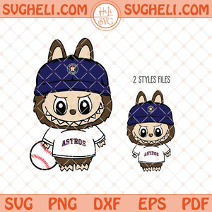 Labubu Houston Astros Baseball Svg Labubu MLB Svg Png Dxf Eps Files
