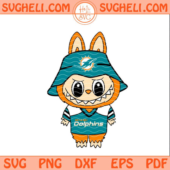 Labubu Miami Dolphins Football Svg Labubu NFL Svg Png Dxf Eps Files