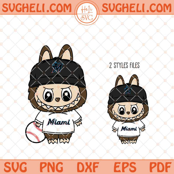Labubu Miami Marlins Baseball Svg Labubu MLB Svg Png Dxf Eps Files