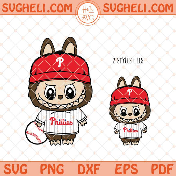 Labubu Philadelphia Phillies Baseball Svg Labubu MLB Svg Png Dxf Eps Files