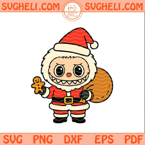 Labubu Santa Doll Svg Christmas Labubu Character Svg Png Dxf Eps Pdf Files