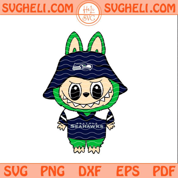 Labubu Seattle Seahawks Football Svg Labubu NFL Svg Png Dxf Eps Files