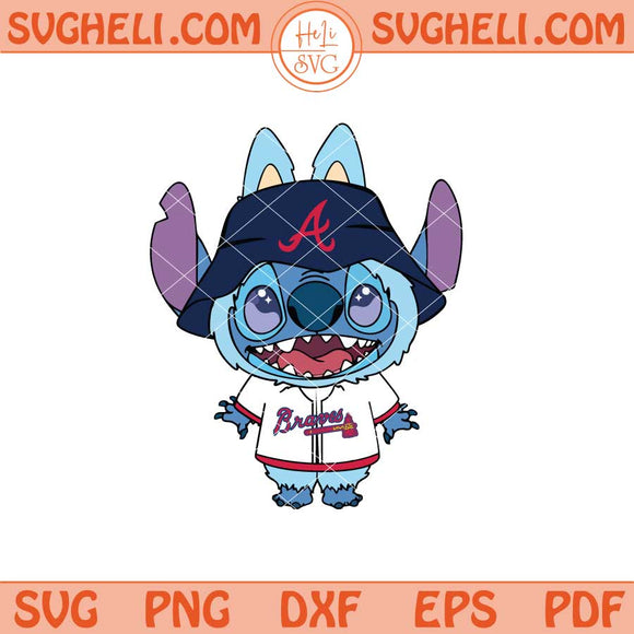 Labubu Stitch Atlanta Braves Svg Labubu Braves MLB Svg Png Dxf Eps Files