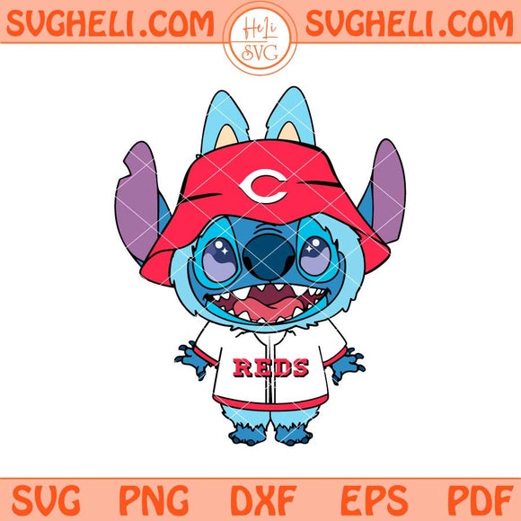 Labubu Stitch Cincinnati Reds Svg Labubu Cincinnati Reds Svg Png Dxf Eps Files