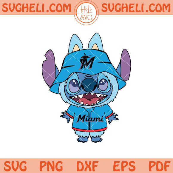 Labubu Stitch Miami Marlins Svg Labubu Marlins MLB Svg Png Dxf Eps Files