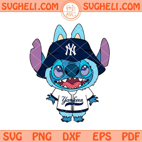 Labubu Stitch New York Yankees Svg Labubu Yankees MLB Svg Png Dxf Eps Files