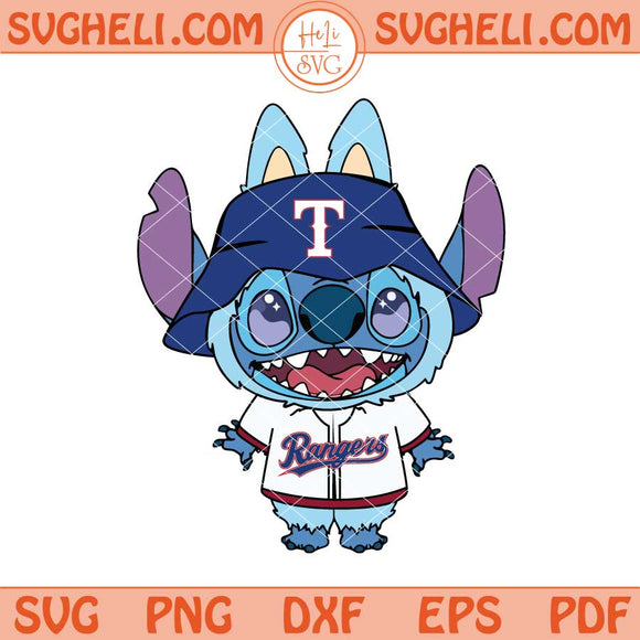 Labubu Stitch Texas Rangers Svg Labubu Texas Rangers Svg Png Dxf Eps Files