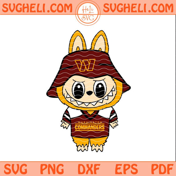 Labubu Washington Commanders Football Svg Labubu NFL Svg Png Dxf Eps Files