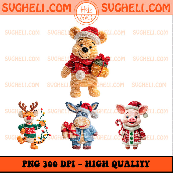 Latch Hook Yarn Crochet Christmas Pooh & Friends Png Bundle