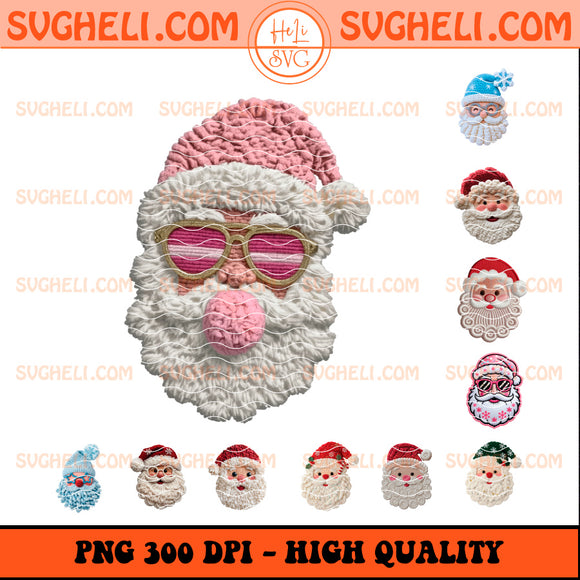 Latch Hook Yarn Crochet Santa Head Png Bundle