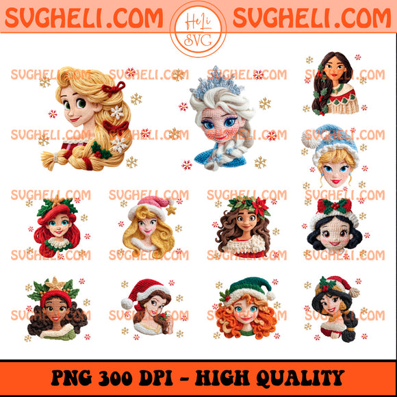 Latch Hook Yarn Faux Princess Christmas PNG Bundle