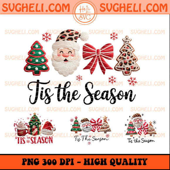 Latch Hook Yarn Faux Tis the Season Leopard Santa Png Bundle