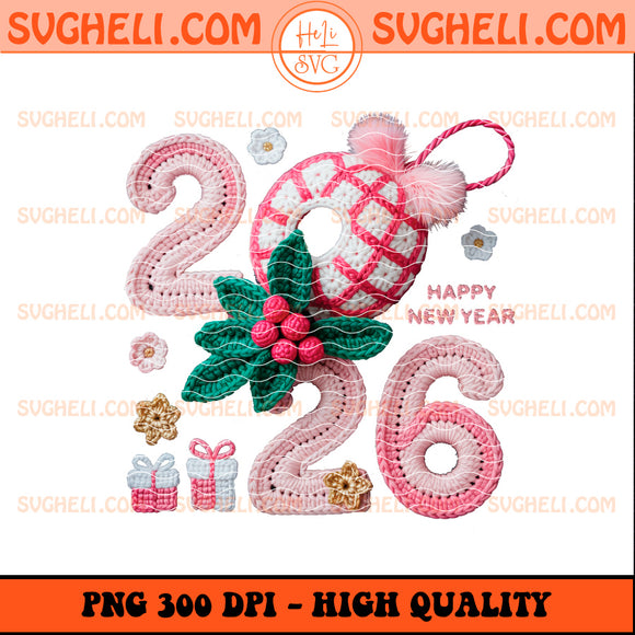 Latch Hook Yarn Pink Happy New Year 2026 Png