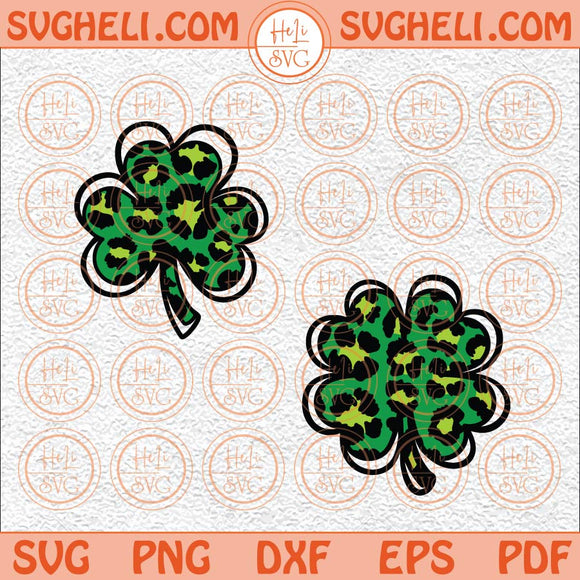 Leopard Print Shamrock Svg St Patricks Day Svg Shamrock Svg Png Dxf Eps Files