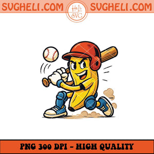 Let's Go Bananas Baseball Png Banana Playing Baseball Png Sublimation Files