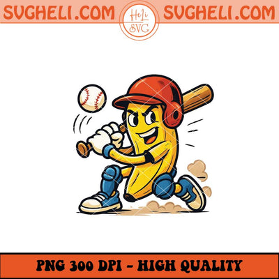 Let's Go Bananas Baseball Png Banana Playing Baseball Png Sublimation Files