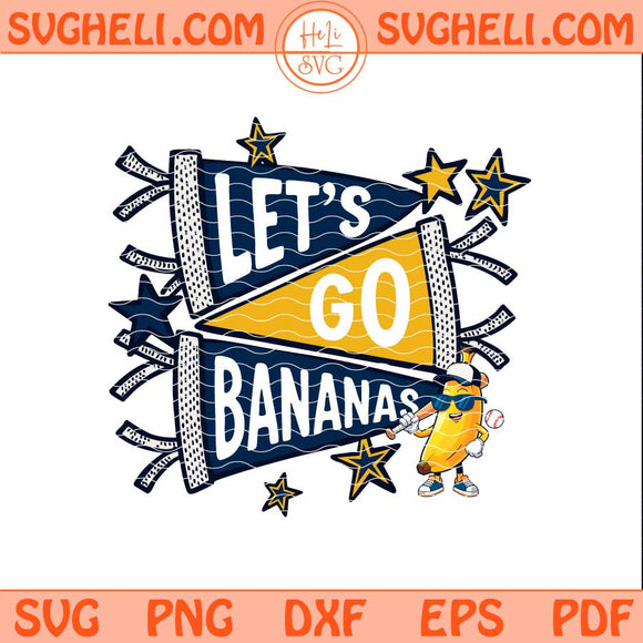Let's Go Bananas Baseball Svg Retro Savannah Baseball Svg Png Dxf Eps Files