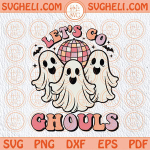 Let's Go Ghouls Svg Png Retro Pink Halloween Svg Cute Ghosts Svg Png Dxf Eps Files