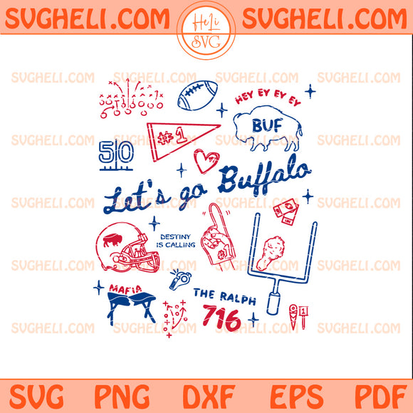 Lets Go Buffalo Svg Buffalo Football Doodles Svg Bills Svg