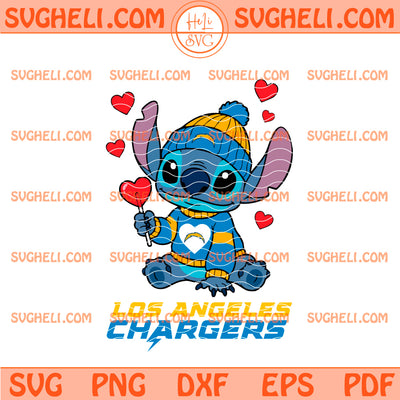 Los Angeles Chargers Stitch Valentine Football Svg