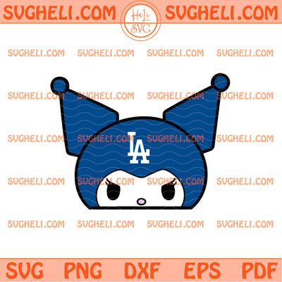 Los Angeles Dodgers Face Kuromi Baseball Svg Kuromi LA Svg