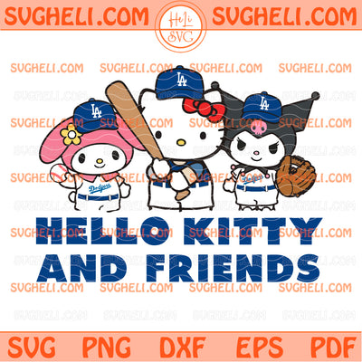 Los Angeles Dodgers Hello Kitty And Friends Baseball Svg