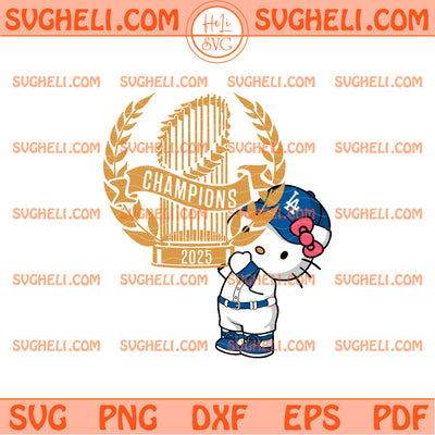 Los Angeles Dodgers Hello Kitty Golden Trophy Svg
