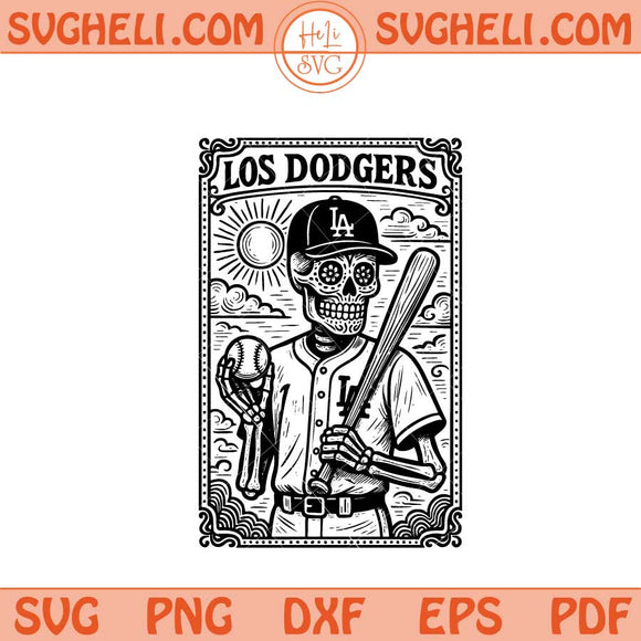 Los Dodgers Tarot Card Svg Baseball Skeleton LA Dodgers Svg Png Dxf Eps Files