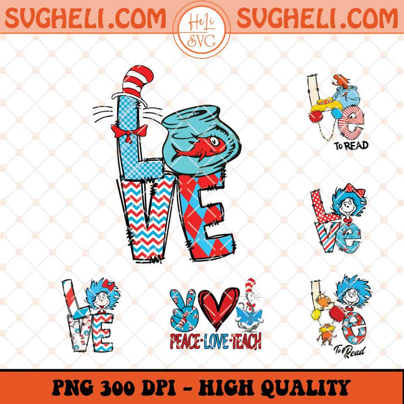 Love To Read Dr Seuss Png Bundle Read Across America Png Sublimation Files