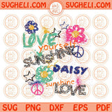 Love Yourself Svg Retro Love Sunshine Daisy Svg Peace Sign Svg Png Dxf Eps Files