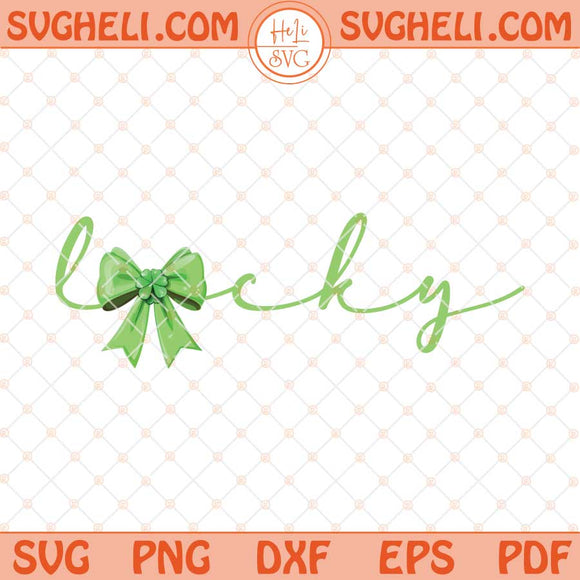 Lucky St.Patricks Day Coquette Svg St Patrick Bow Svg Png Dxf Eps Files